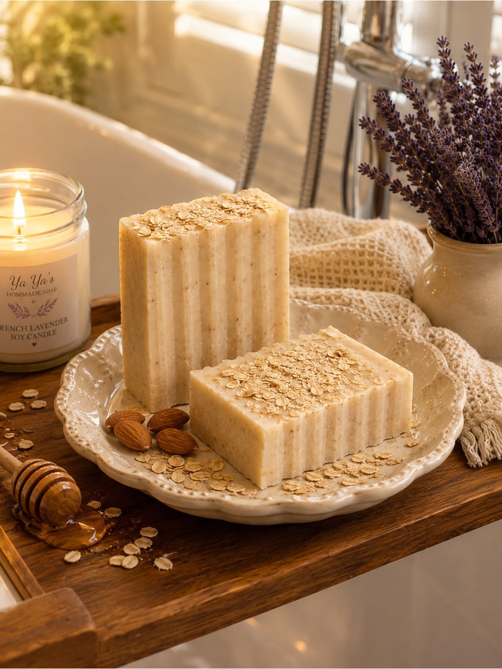 Almond Oatmeal & Honey Natural Soap Bar — Cream